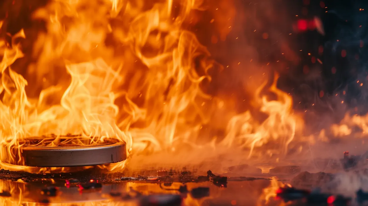 Flames spreading across a surface